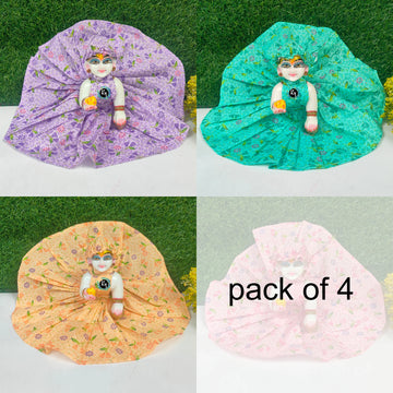 Summer flower print cotton dress for laddu gopal ji pack of 4
