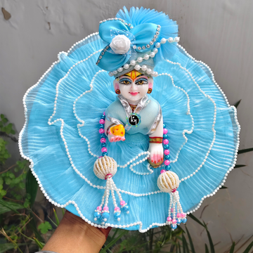 Summer special sky blue moti lace dress with pagdi choli and patka