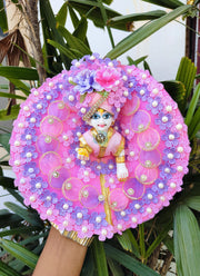 Beautiful baby pink and lavender color summer special dress for kanha ji with pagdi and choli