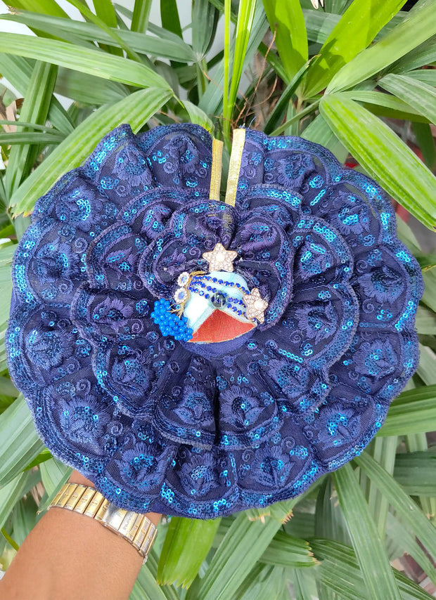 Navy blue full lace dress for laddu gopal ji with fancy pagdi and choli