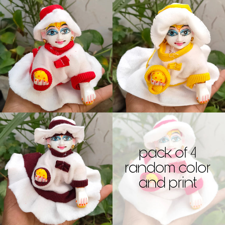 Laddu gopal tie suit for winter pack of 4 (RANDOM PRINT AND COLOUR)