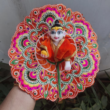 Laddu gopal thread work velvet dress special for winter