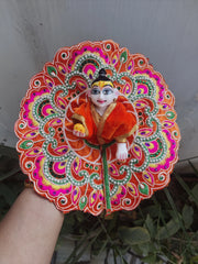 Laddu gopal thread work velvet dress special for winter