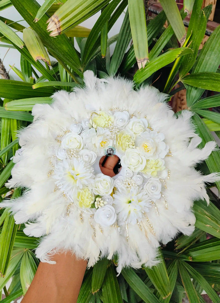 White flowers feather dress for laddu gopal ji with pagdi and choli