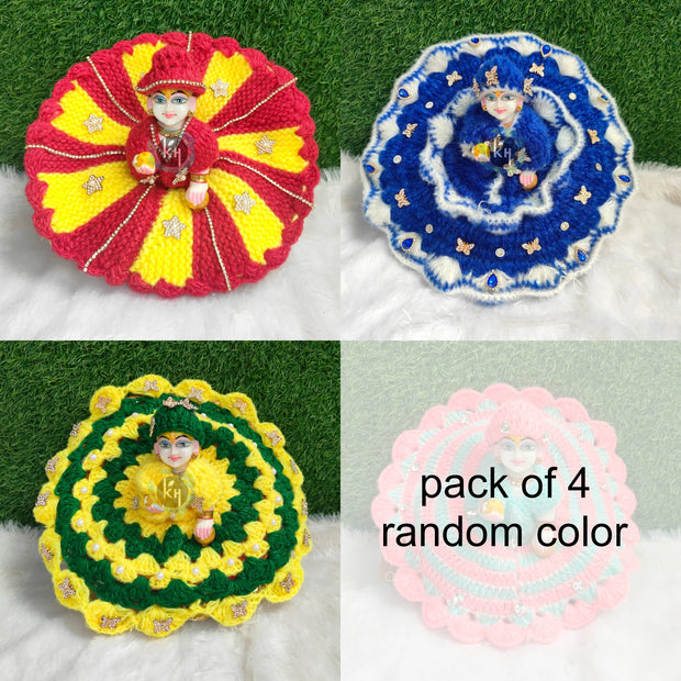 Premium Stone work Woolen Dress Combo for laddu gopal ji Pack of 4 (RANDOM DESIGN AND COLOUR)