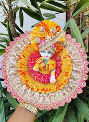 Double shade bhandej dress for laddu gopal ji with pagdi and choli
