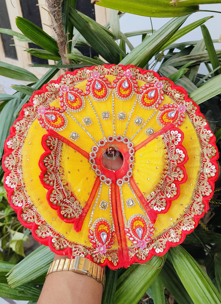 Yellow color wings janmashtmi special dress for laddu ji with pagdi and choli