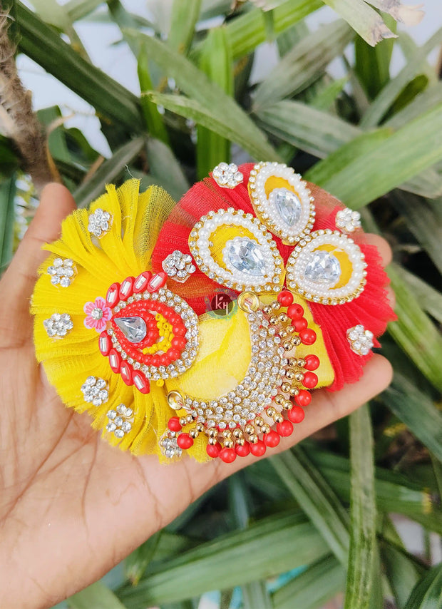 Red Yellow combination heavy pagdi for laddu ji
